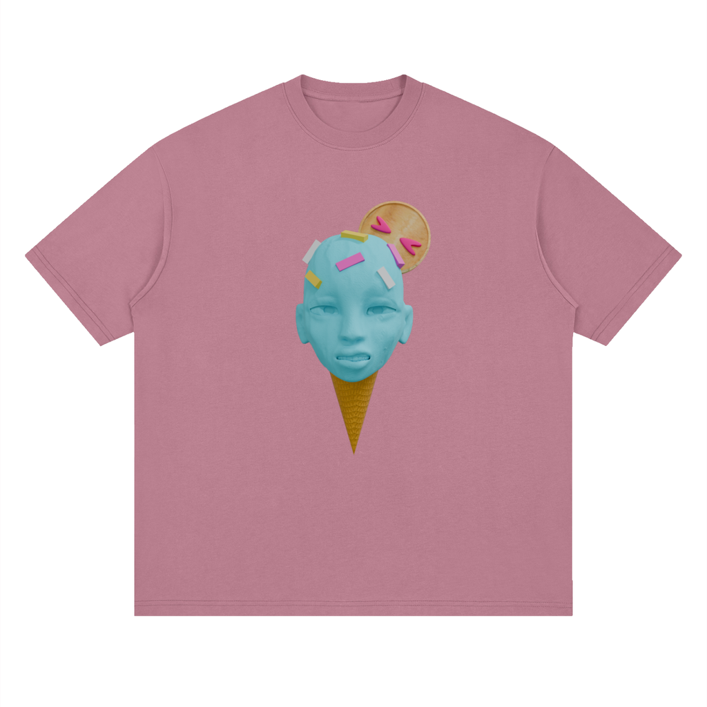 ice cream face Streetwear Loose Drop Shoulder T-Shirt