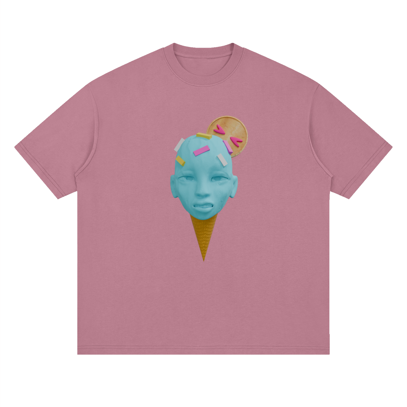 ice cream face Streetwear Loose Drop Shoulder T-Shirt
