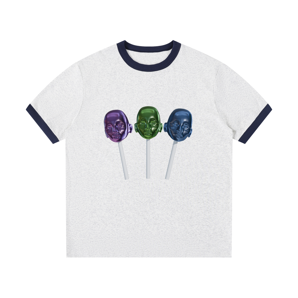 Lollipops Contrast Edge Ribbed Crewneck T-Shirt