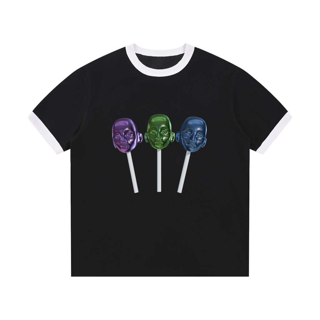 Lollipops Contrast Edge Ribbed Crewneck T-Shirt