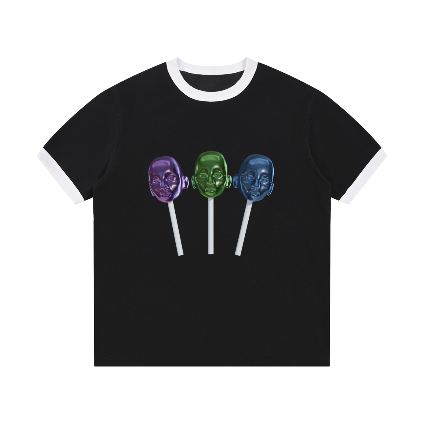 Lollipops Contrast Edge Ribbed Crewneck T-Shirt