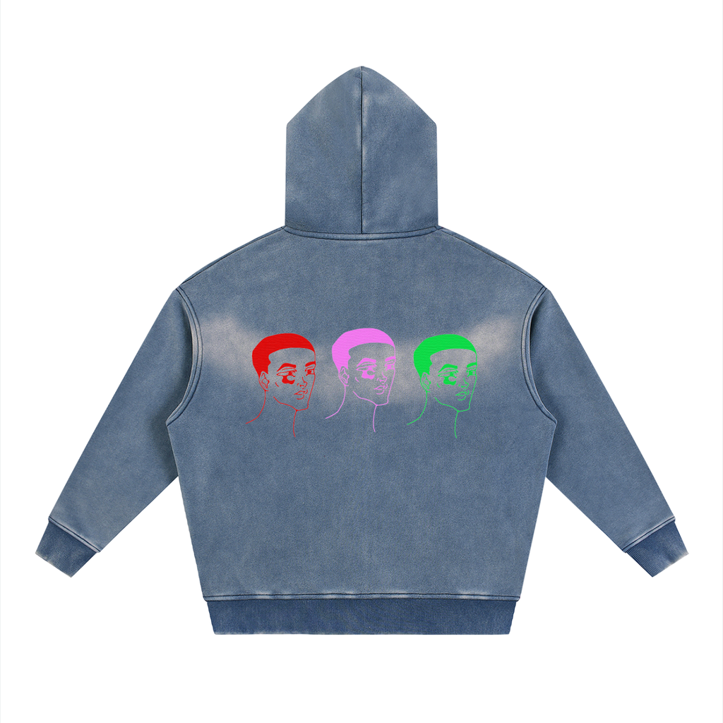 Phaeron-character design Sun fade Two-way Zipper Boxy Fleece Hoodie