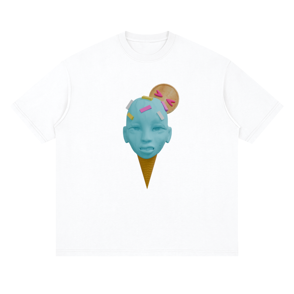 ice cream face Streetwear Loose Drop Shoulder T-Shirt