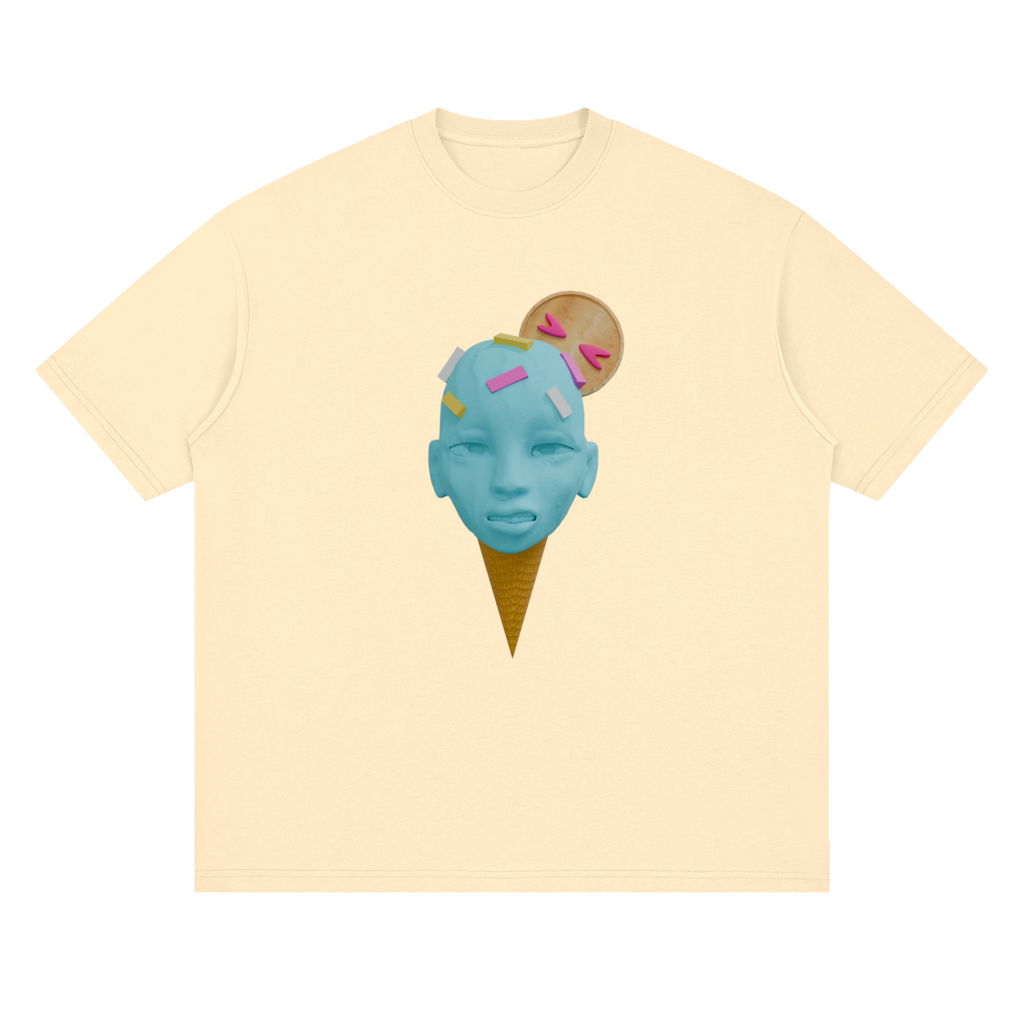 ice cream face Streetwear Loose Drop Shoulder T-Shirt