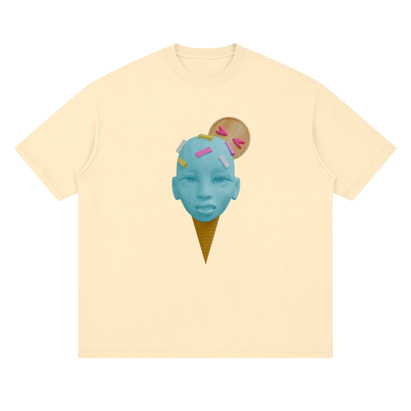 ice cream face Streetwear Loose Drop Shoulder T-Shirt